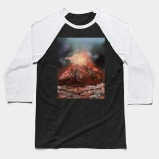 Volcano erupting painting design Baseball T-Shirt